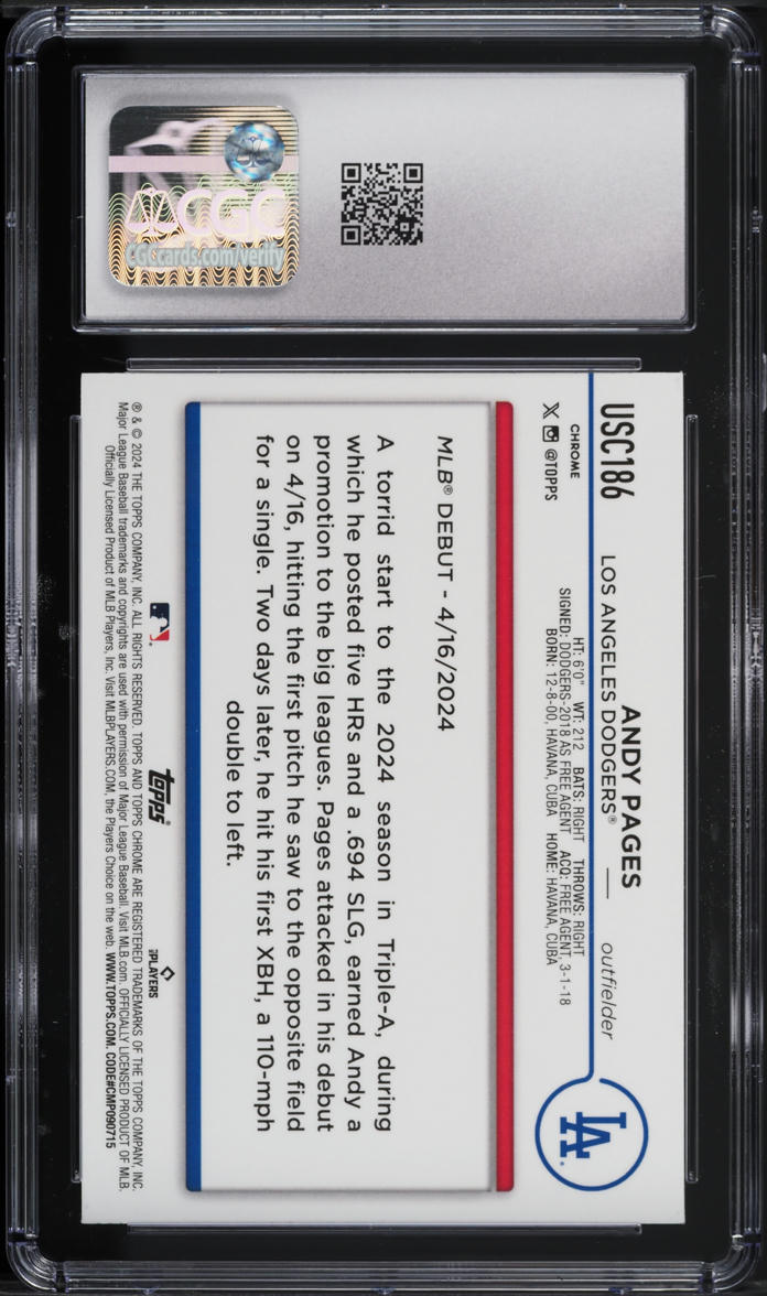 2024 Topps Chrome Update Andy Pages ROOKIE #USC186 CGC 9 MINT on