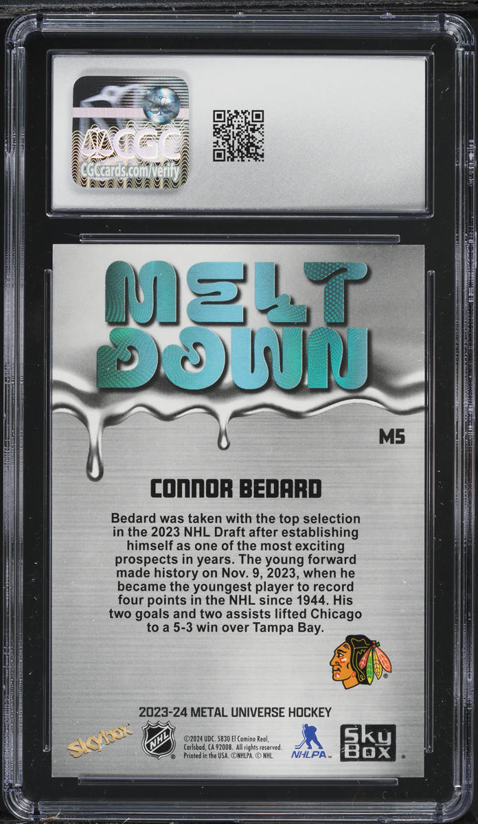 2023 Upper Deck Metal Universe Meltdown Connor Bedard RC #M5 CGC 10 GEM MINT
