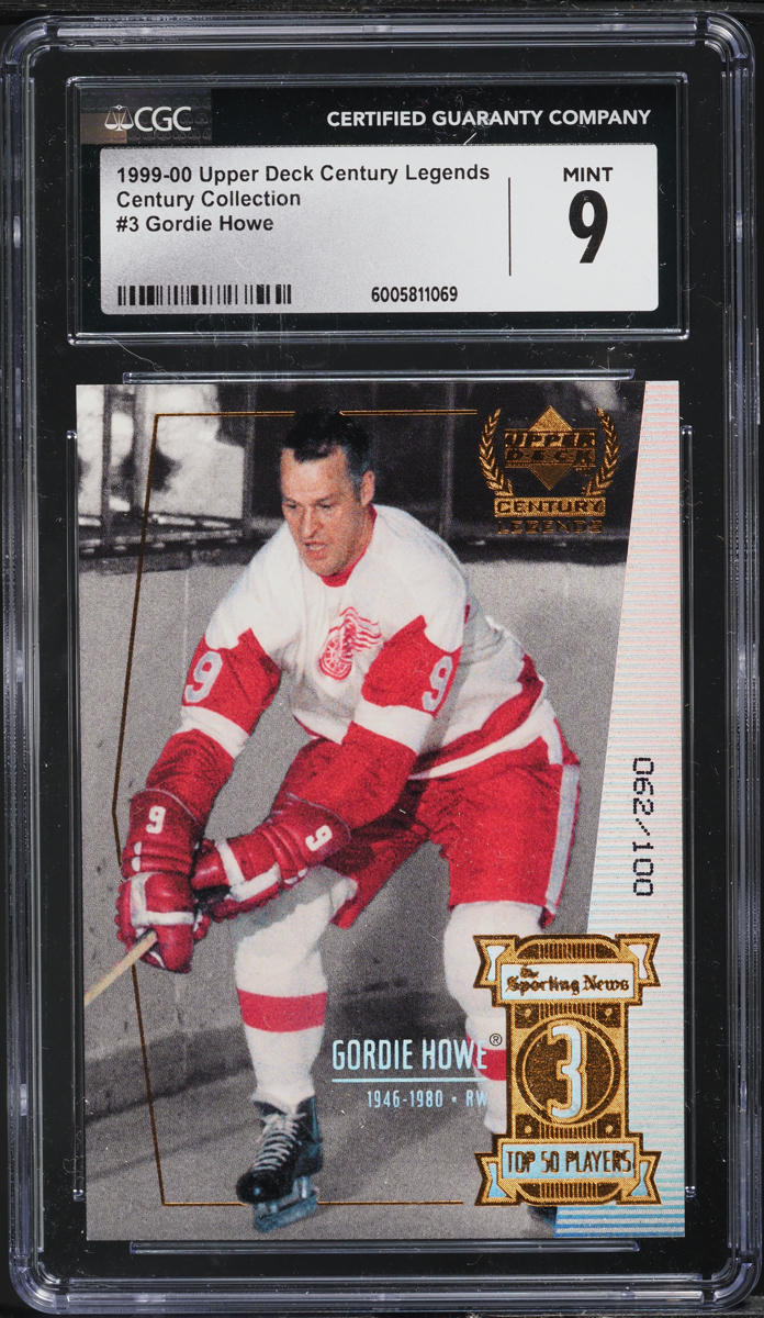 1999 Upper Deck Century Legends Collection Gordie Howe /100 #3 CGC 9 MINT