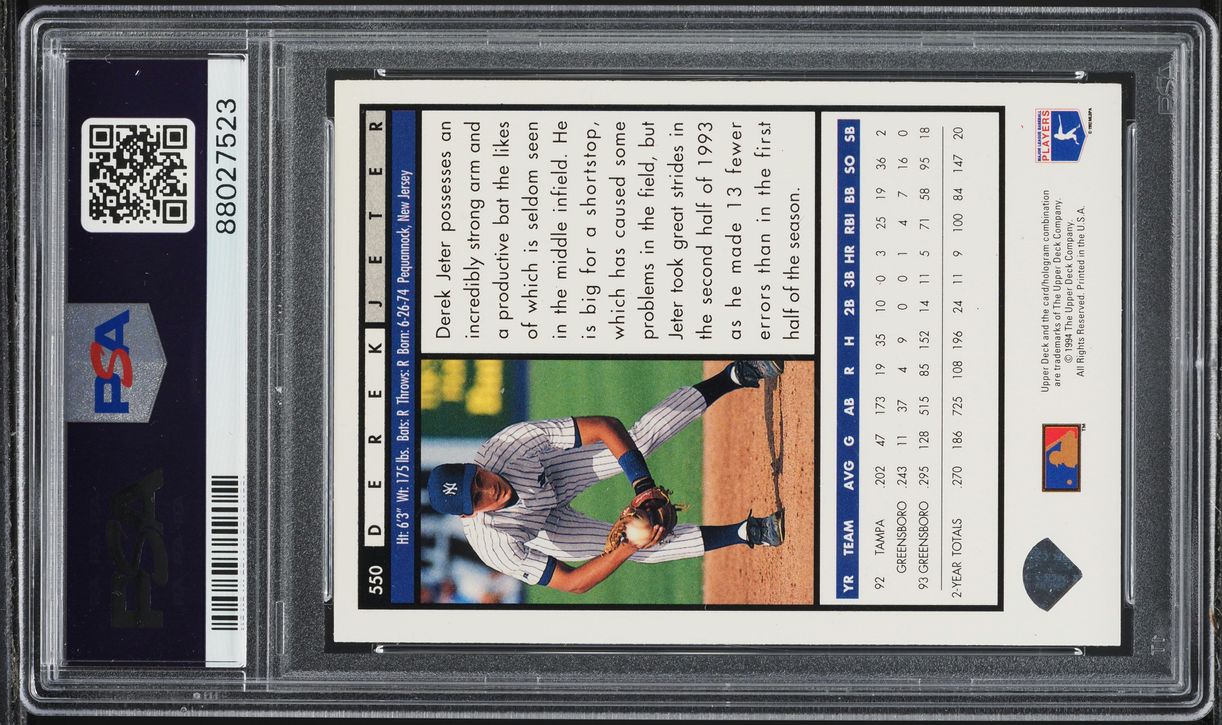 1994 Upper Deck Electric Diamond Derek Jeter ROOKIE #550 PSA 10 GEM MINT