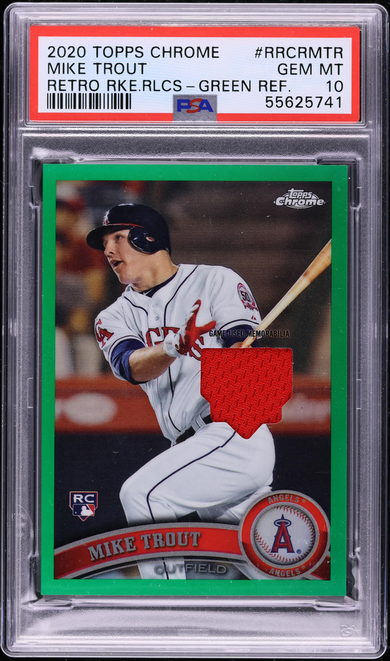 2020 Topps Chrome Retro Rookie Relics Green Mike Trout PATCH 1/99 PSA 10 GEM
