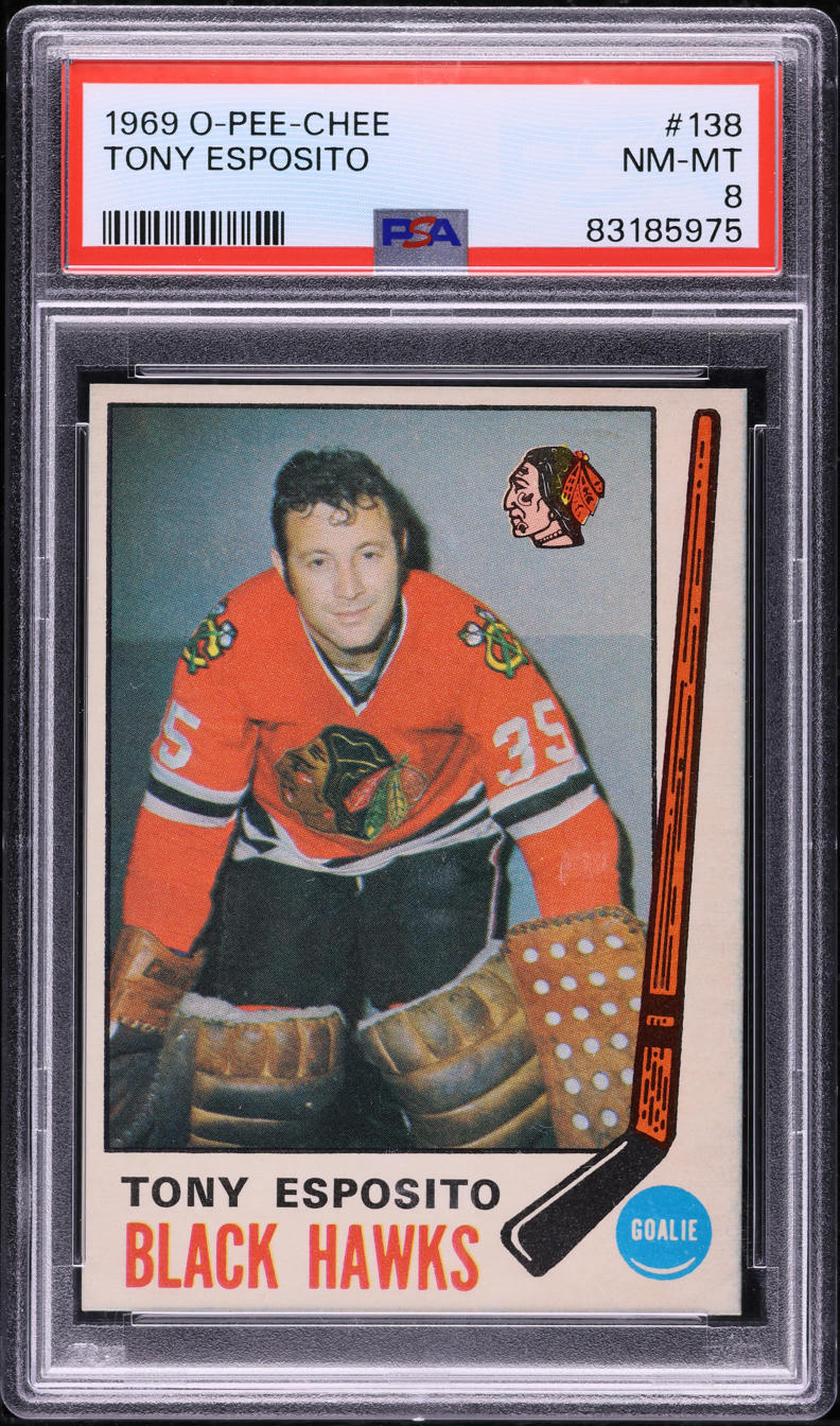 1969 O-Pee-Chee Hockey Tony Esposito ROOKIE #138 PSA 8 NM-MT