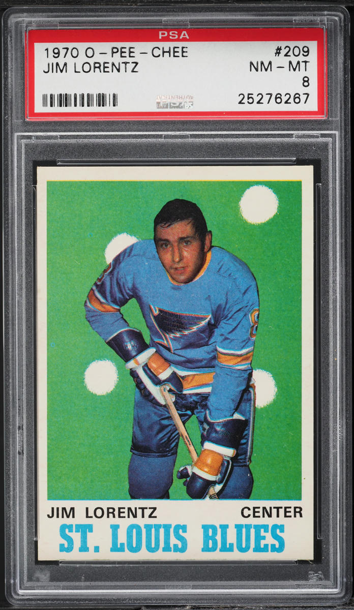 1970 O-Pee-Chee Hockey Jim Lorentz #209 PSA 8 NM-MT