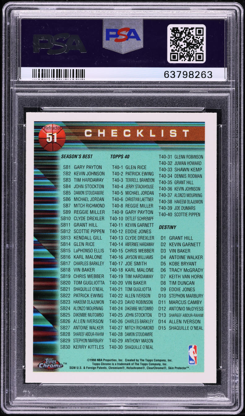 1997 Topps Chrome Refractor Bulls Champions w/ Michael Jordan #51 PSA 10 GEM