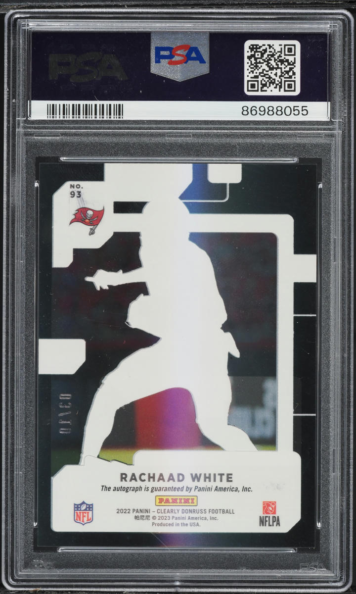 2022 Panini Clearly Donruss Black Rachaad White ROOKIE AUTO /10