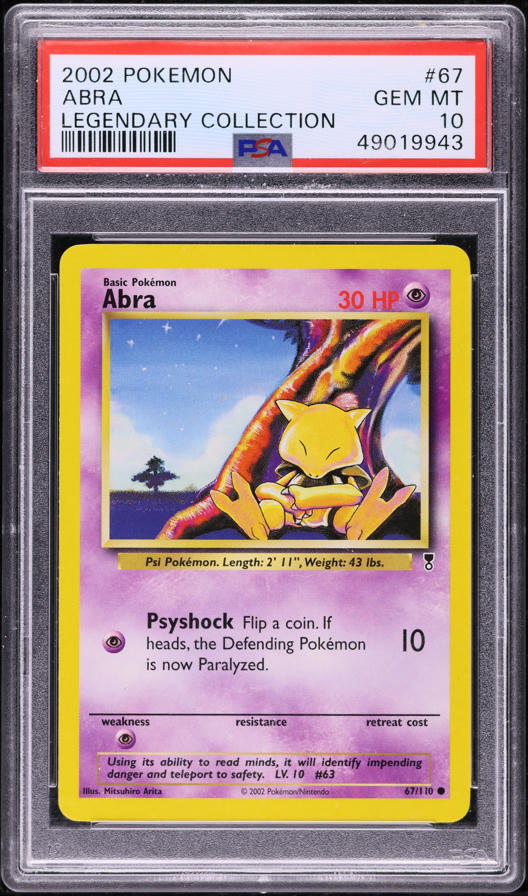 2002 Pokemon Legendary Collection Abra #67 PSA 10 GEM MINT on Fanatics  Collect