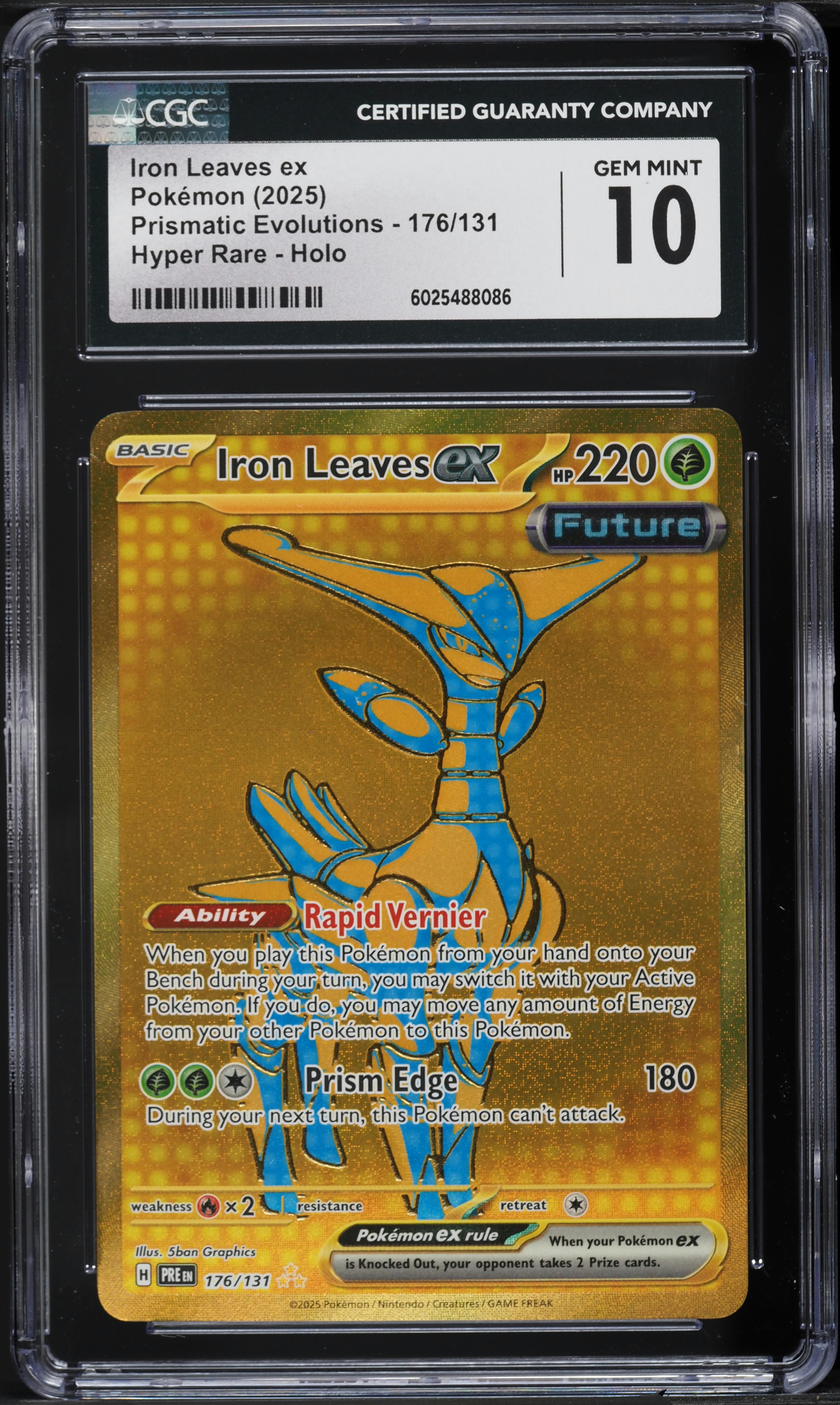 2025 Pokemon SV Prismatic Evolutions Hyper Rare Iron Leaves ex