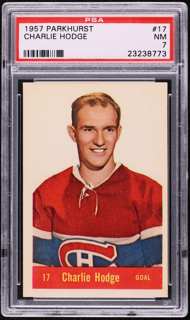 1957 Parkhurst Charlie Hodge ROOKIE #17 PSA 7 NRMT