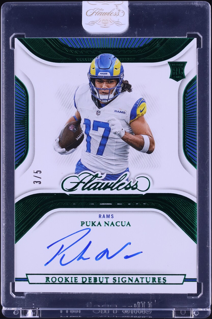 2023 Panini Flawless Debut Emerald Puka Nacua ROOKIE AUTO /5 #RDS-PNA