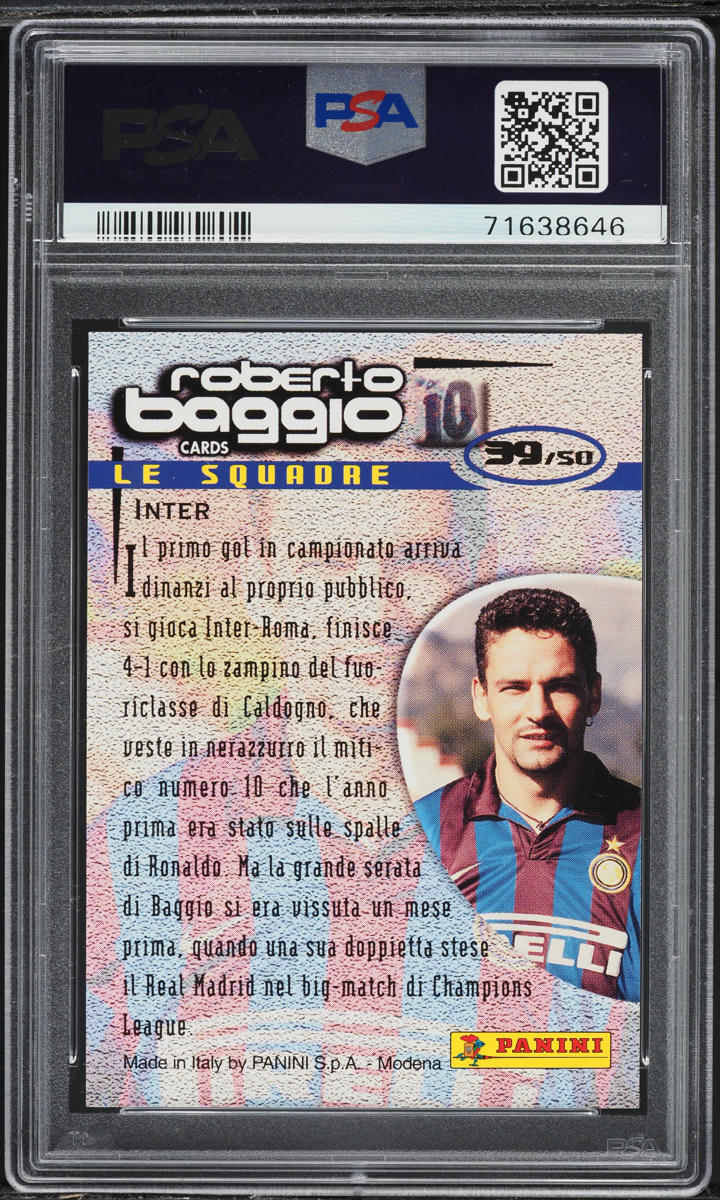 1999 Panini Soccer Roberto Baggio #39 PSA 10 GEM MINT on Fanatics