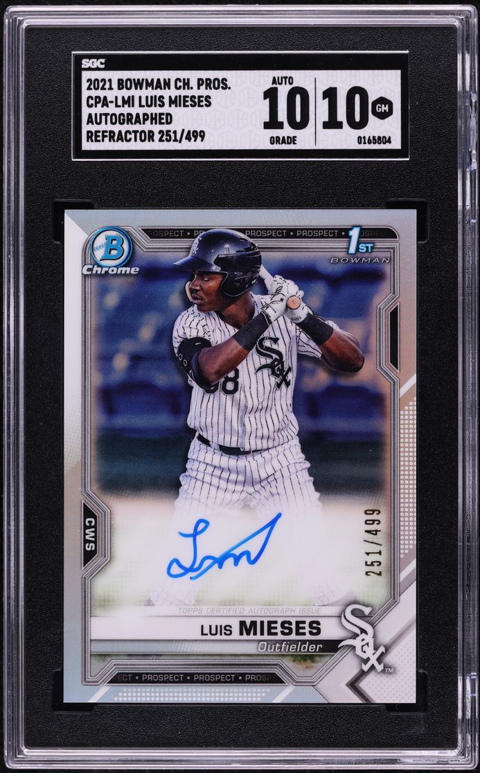 2021 Bowman Chrome Refractor Luis Mieses PROSPECT AUTO /499 #CPA-LMI SGC 10 GEM