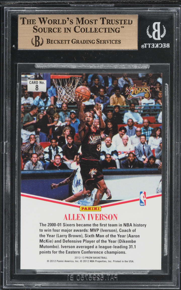 2012 Panini Prizm MVP Gold Allen Iverson /10 #8 BGS 9.5 GEM MINT