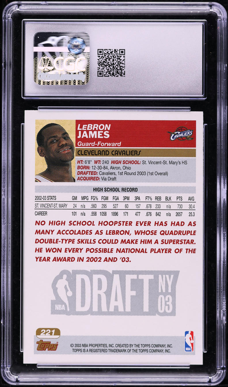 2003 Topps LeBron James #221 CGC 9 MINT