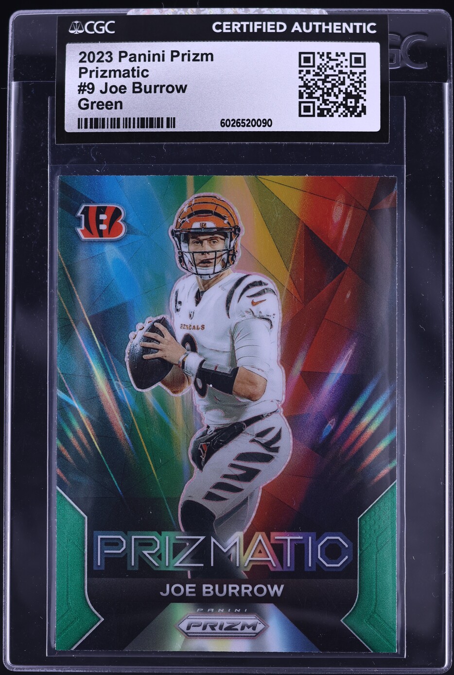2023 Panini Prizm Prizmatic Green Joe Burrow #9 CGC AUTH