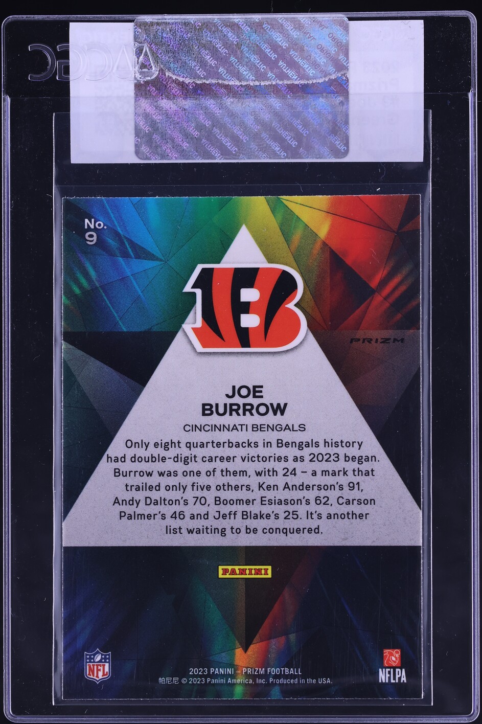 2023 Panini Prizm Prizmatic Green Joe Burrow #9 CGC AUTH