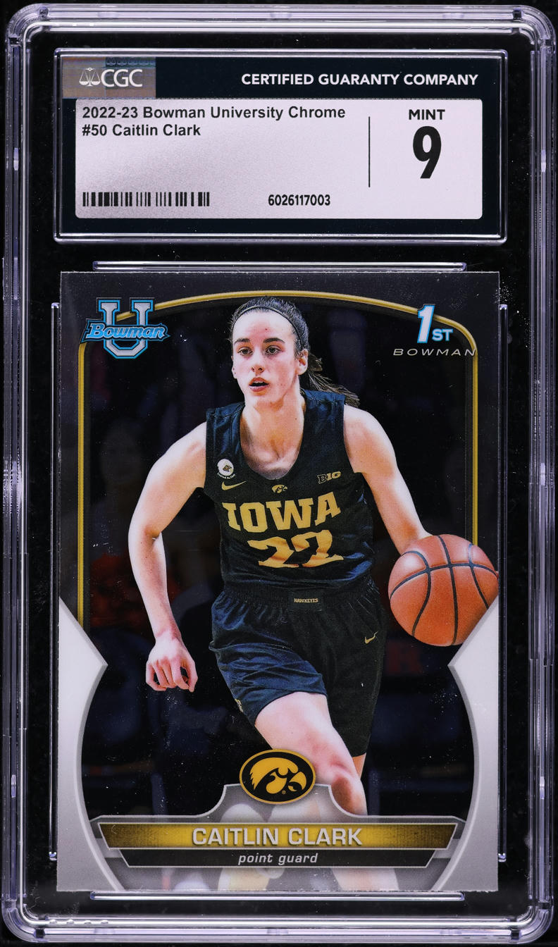 2022 Bowman University Chrome Caitlin Clark ROOKIE #50 CGC 9 MINT