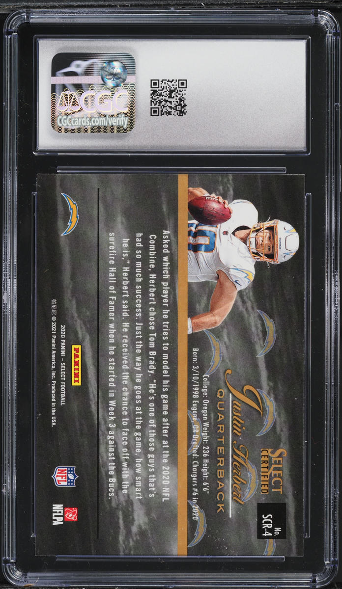 2020 Select Certified Rookies Justin Herbert ROOKIE #SCR-4 CGC 10 GEM MINT