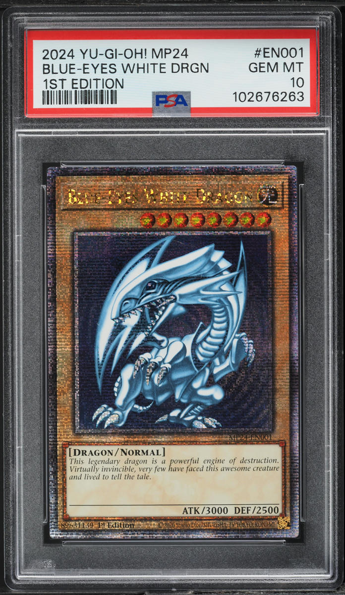 yugioh cards blue eyes white dragon 1st edition 2025 Yu-gi-oh! Blmm-battles Of Legend: Monster Mayhem En001 Blue-eyes Edition-starlight Rare PSA 9 Graded Card A single individual card from the Yu Blue-Eyes White Dragon [MP24-EN001] Quarter