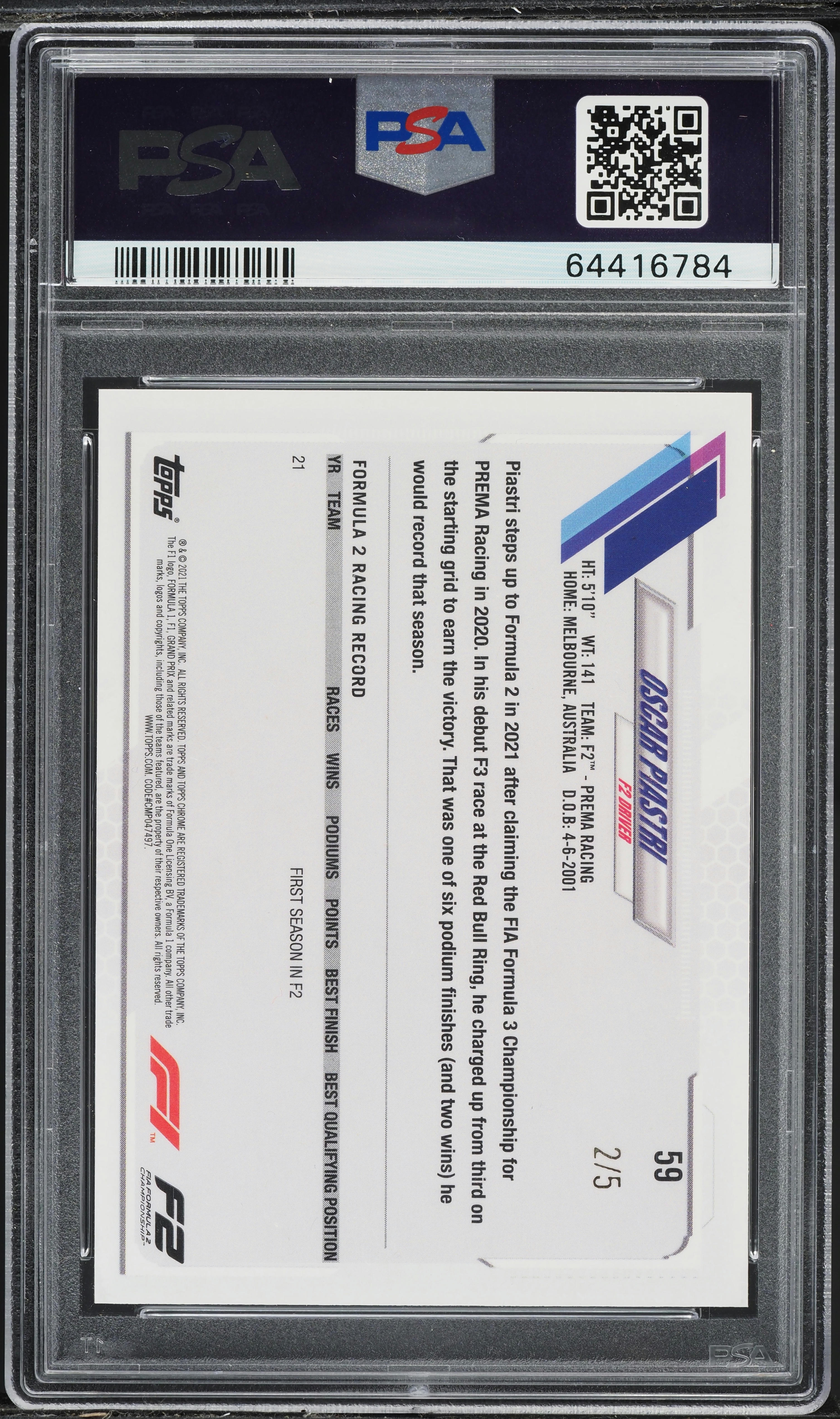 PSA10ルーキーピアストリOSCAR PIASTRI RC REFRACTOR PSA10ルーキーピアストリOSCAR PIASTRI RC REFRACTOR 2023 Topps