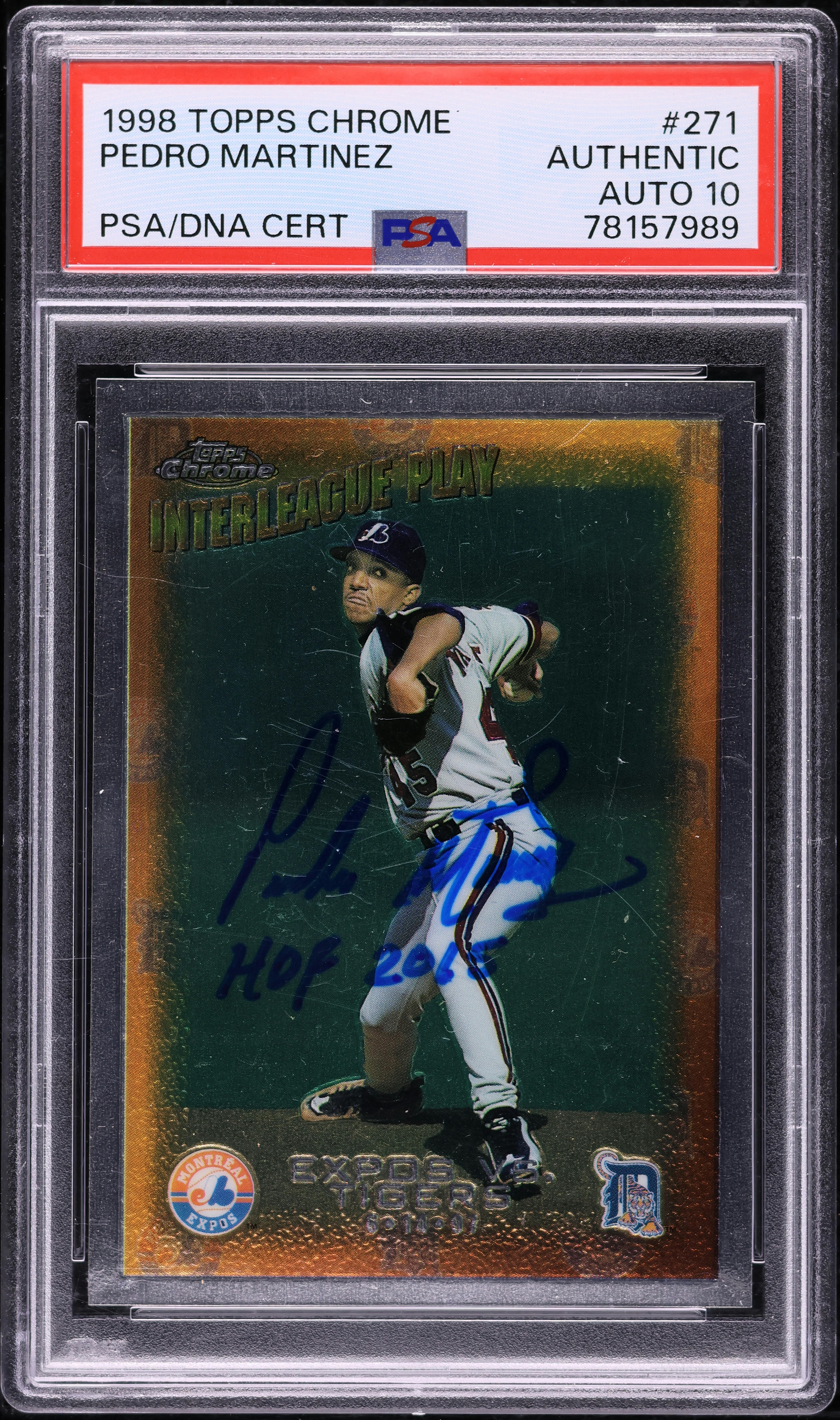 1998 Topps Chrome Pedro Martinez AUTO DNA 10 #271 PSA AUTH on 