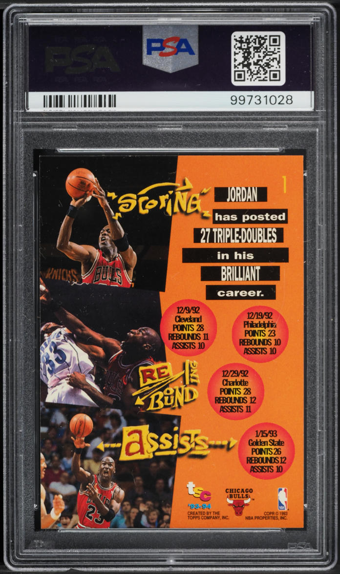 1993 Stadium Club Basketball Michael Jordan #1 PSA 5 EX