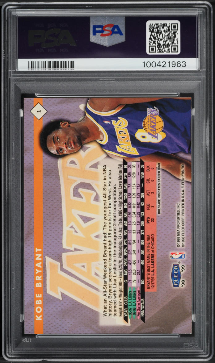 1998 Fleer Tradition  Kobe Bryant w/ Michael Jordan #1 PSA 5 EX