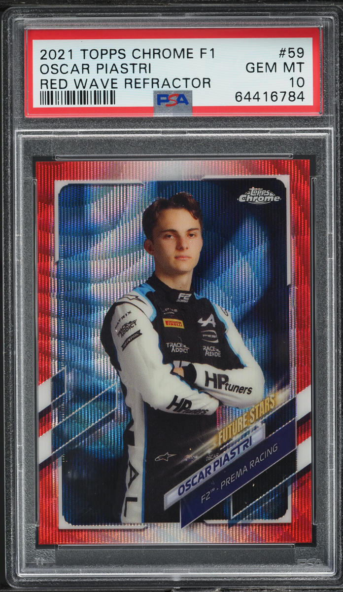2021 Topps Chrome Formula 1 F1 Red Wave Refractor Oscar Piastri RC /5 #59 PSA 10