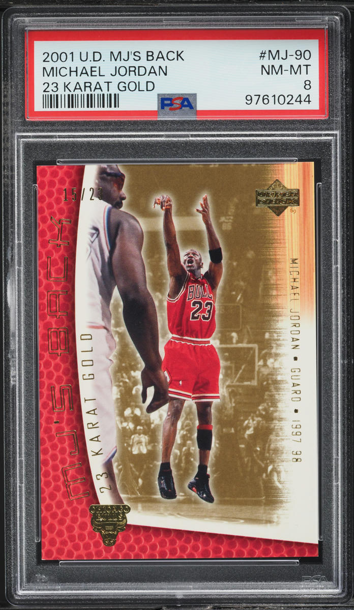 2001 Upper Deck MJ's Back 23 Karat Gold Michael Jordan /23 #MJ-90 PSA 8 NM-MT