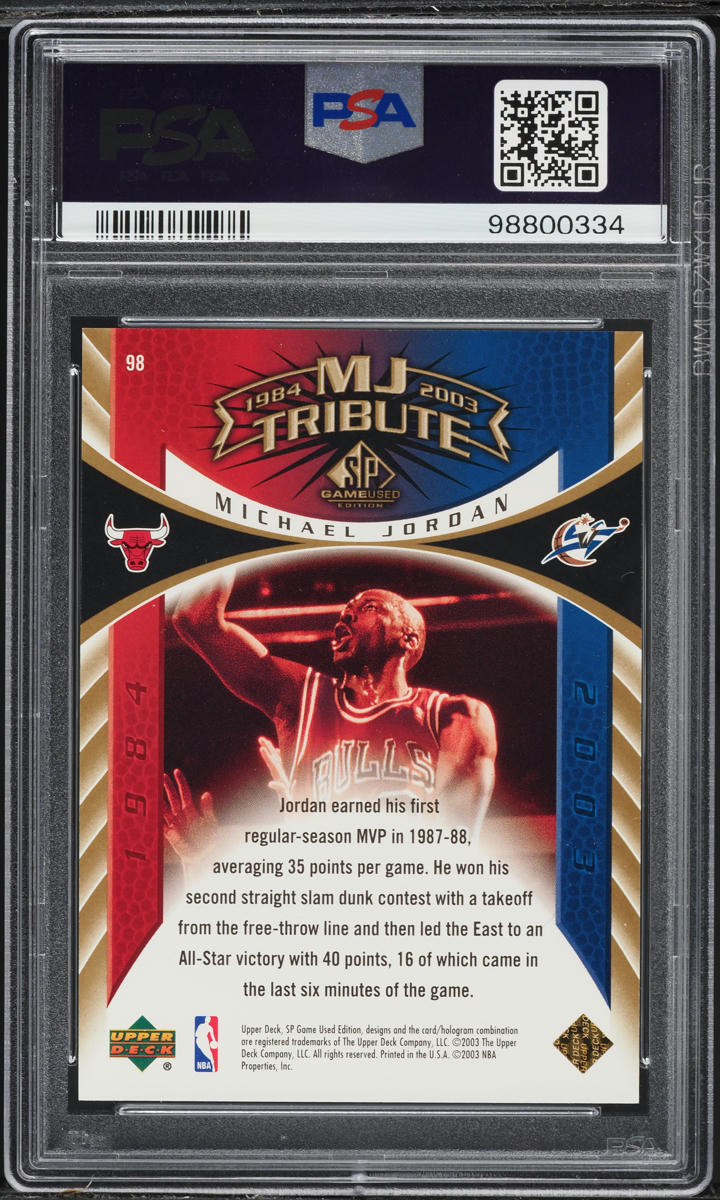 2003 SP Game Used MJ Tribute Gold Michael Jordan /50 #98 PSA 9