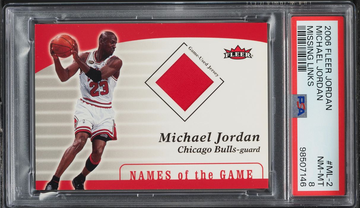 2006 Fleer MJ Missing Links Michael Jordan PATCH #ML-2 PSA 8 NM-MT