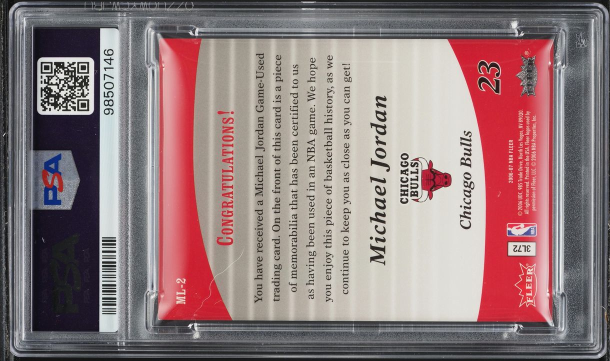 2006 Fleer MJ Missing Links Michael Jordan PATCH #ML-2 PSA 8 NM-MT