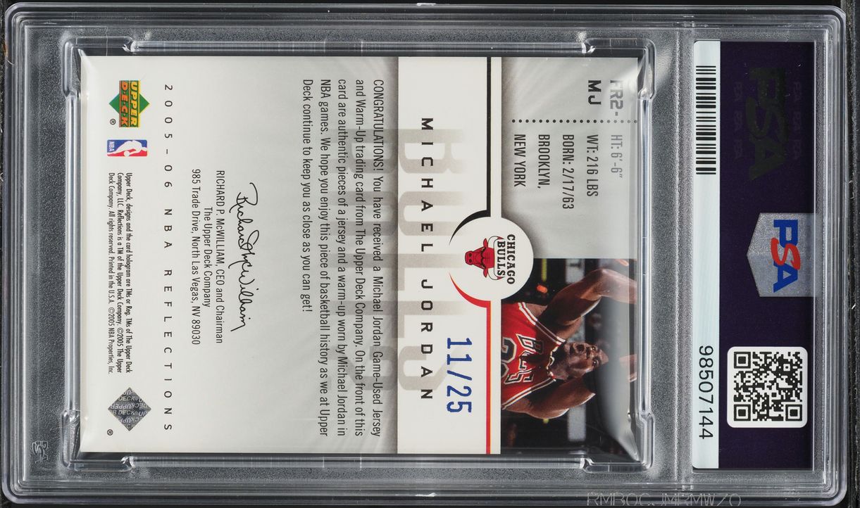 2005 UD Reflections Dual Blue Michael Jordan PATCH /25 #FR2-MJ PSA 
