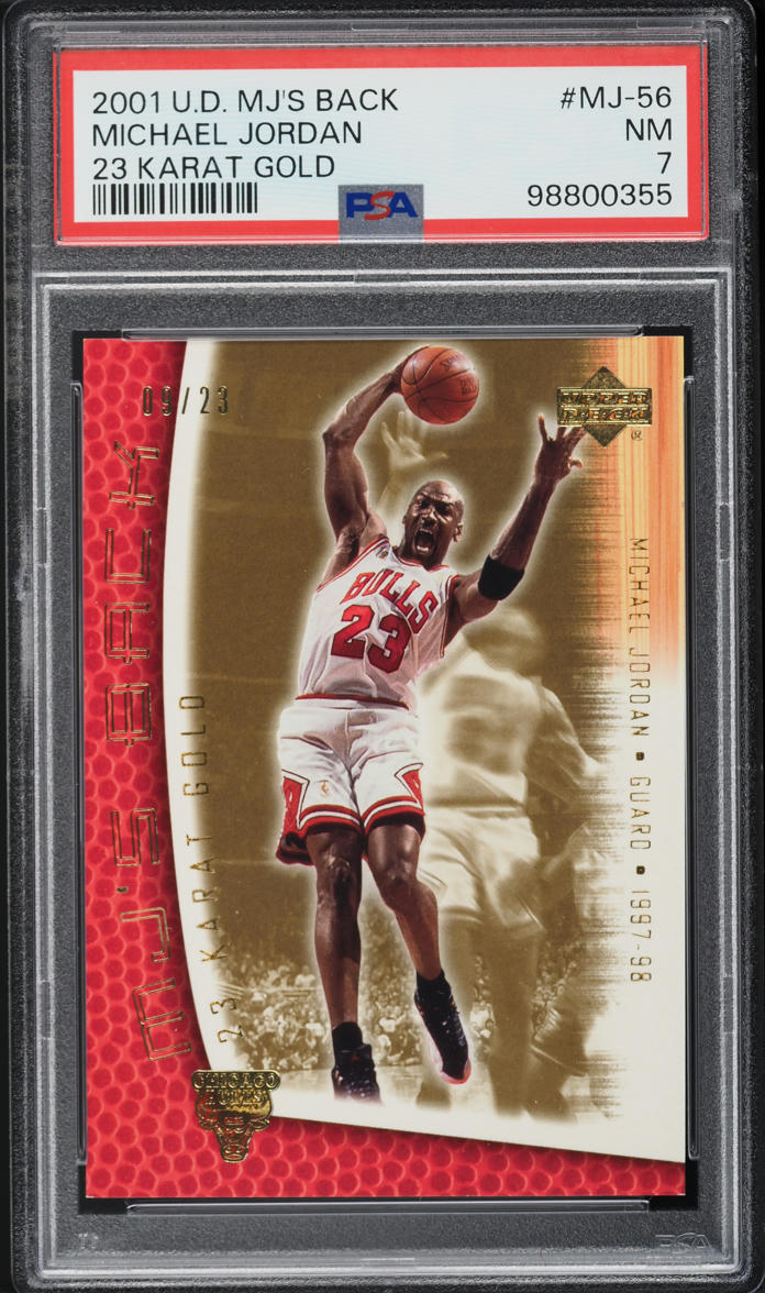 2001 Upper Deck MJ's Back 23 Karat Gold Michael Jordan /23 #MJ-56 PSA 7 NRMT
