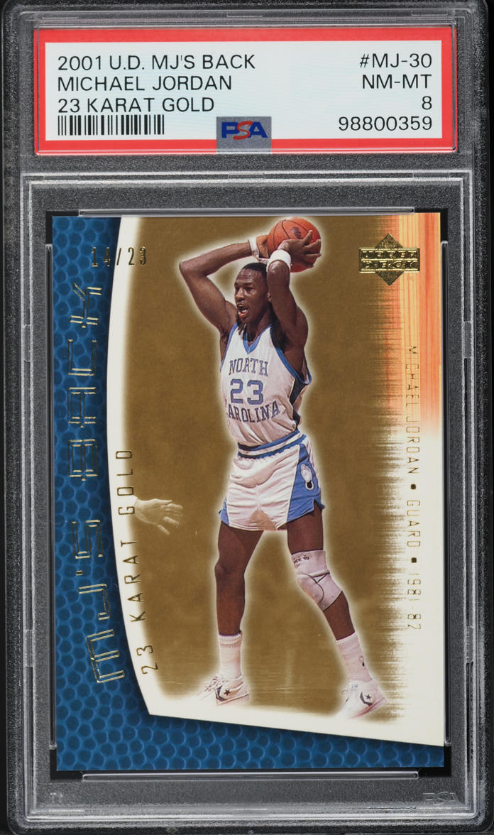 2001 Upper Deck MJ's Back 23 Karat Gold Michael Jordan /23 #MJ-30 PSA 8