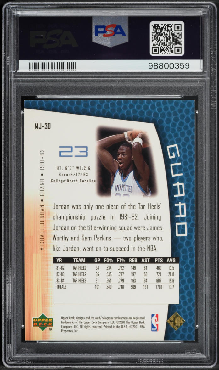 2001 Upper Deck MJ's Back 23 Karat Gold Michael Jordan /23 #MJ-30 PSA 8