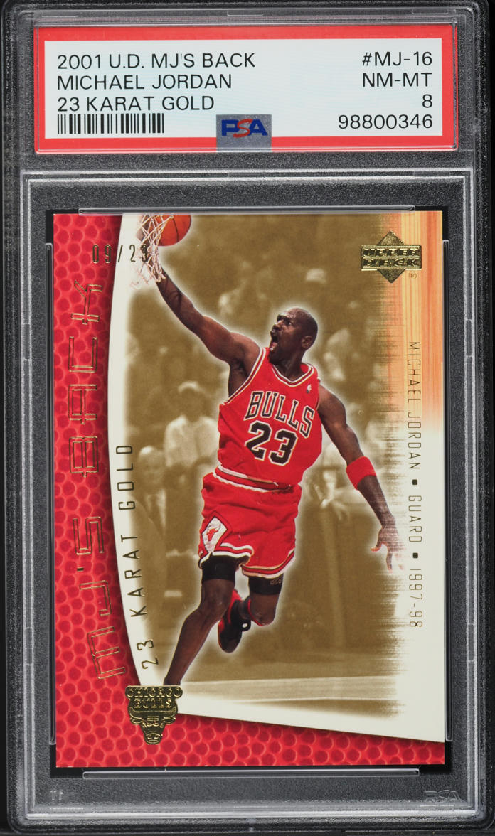 2001 Upper Deck MJ's Back 23 Karat Gold Michael Jordan /23 #MJ-16 PSA 8