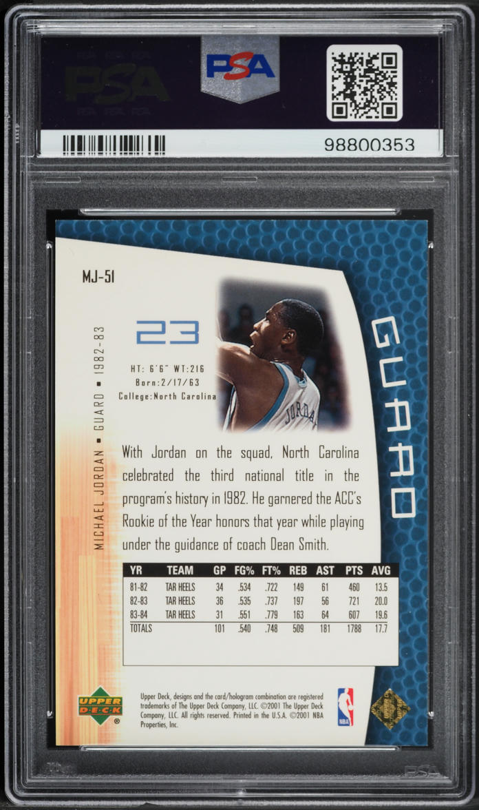 2001 Upper Deck MJ's Back 23 Karat Gold Michael Jordan /23 #MJ-51 PSA 9