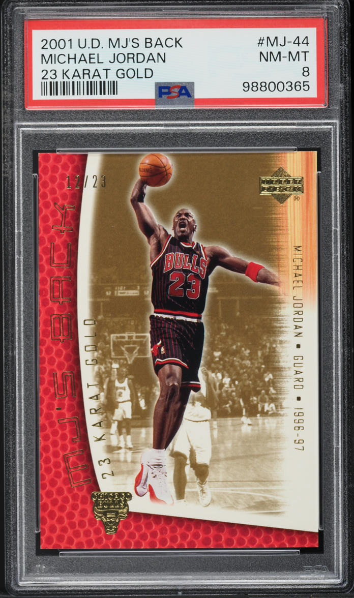 2001 Upper Deck MJ's Back 23 Karat Gold Michael Jordan /23 #MJ-44 PSA 8