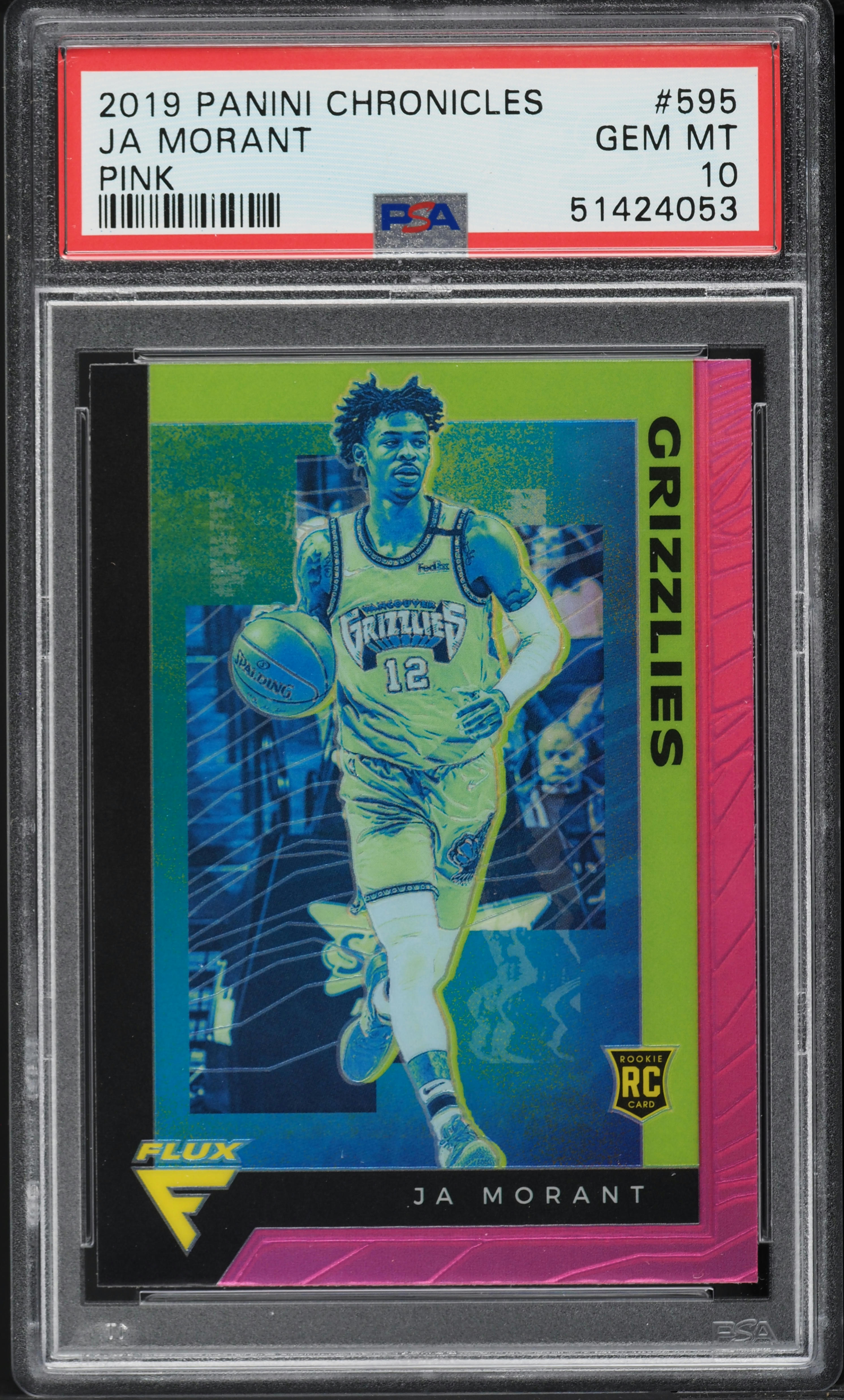 2019 Panini Chronicles Flux Pink Ja Morant ROOKIE #595 PSA 10 GEM