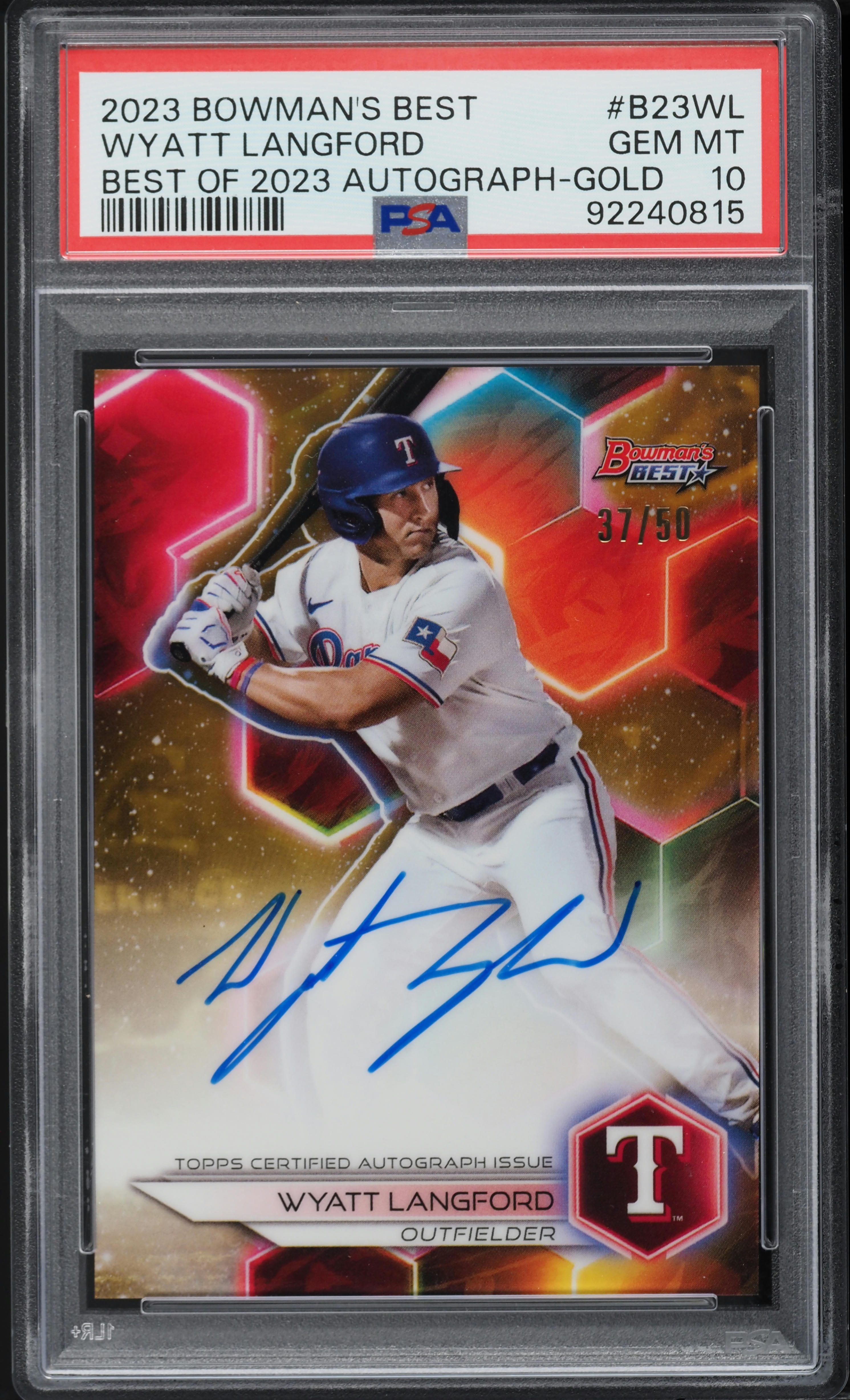 2023 Bowman's Best Of Gold Wyatt Langford ROOKIE AUTO /50 #B23WL