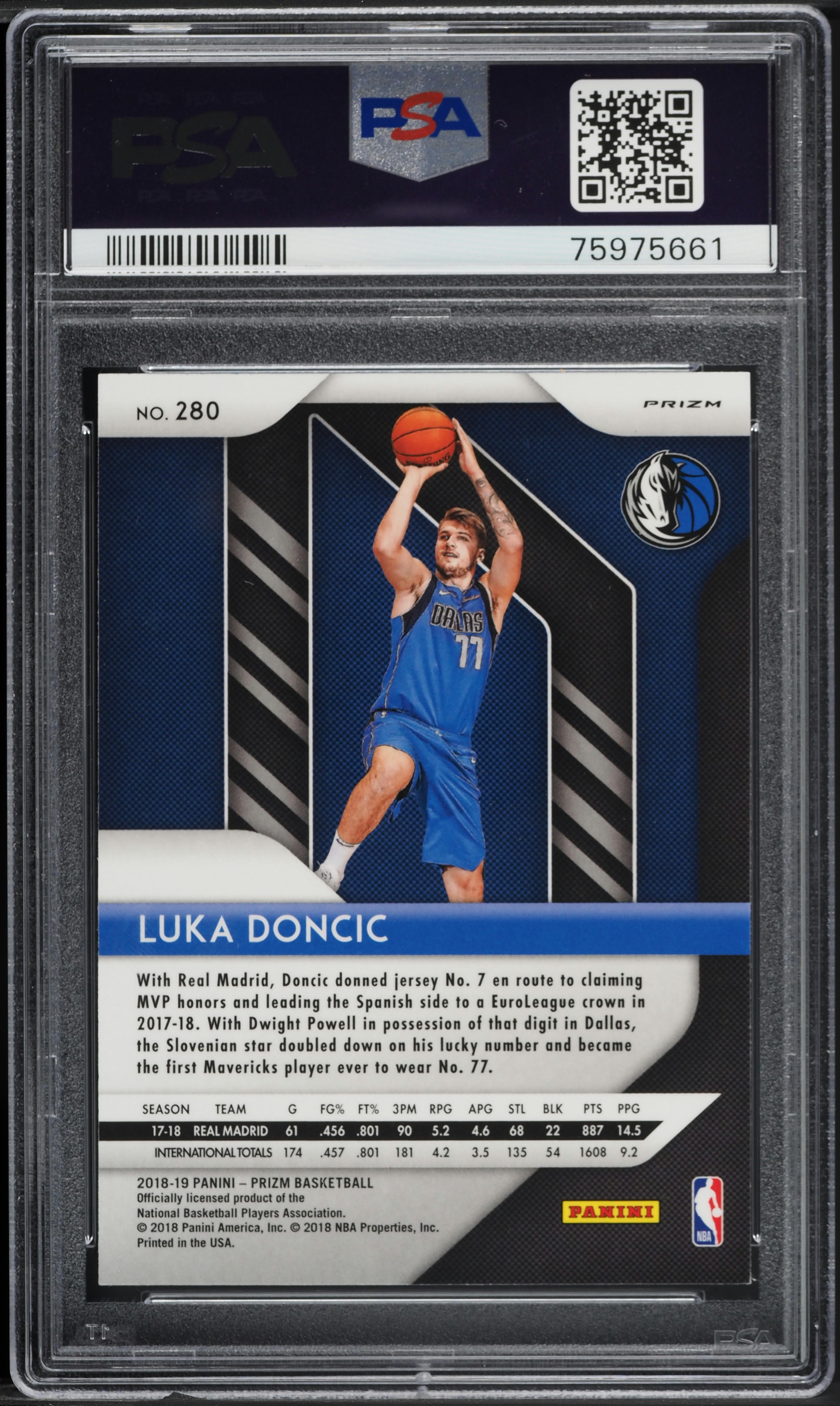2018 Panini Prizm Silver Luka Doncic ROOKIE #280 PSA 10 GEM MINT