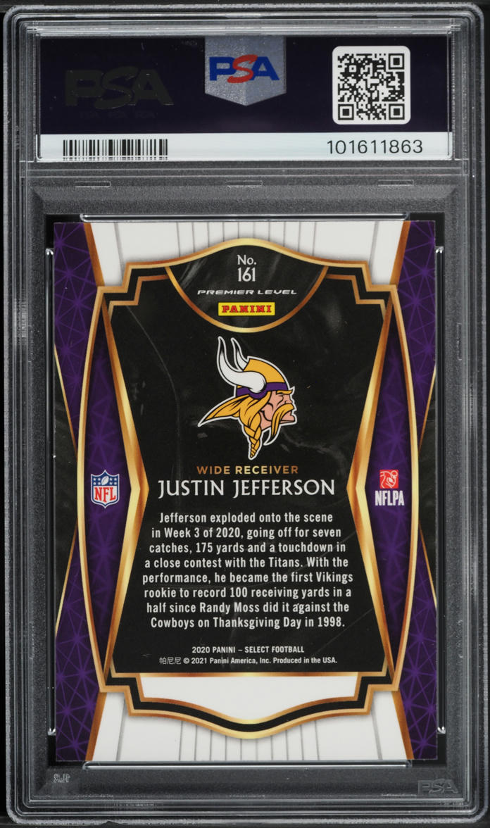 2020 Select Premier Level Justin Jefferson ROOKIE #161 PSA 8 NM-MT