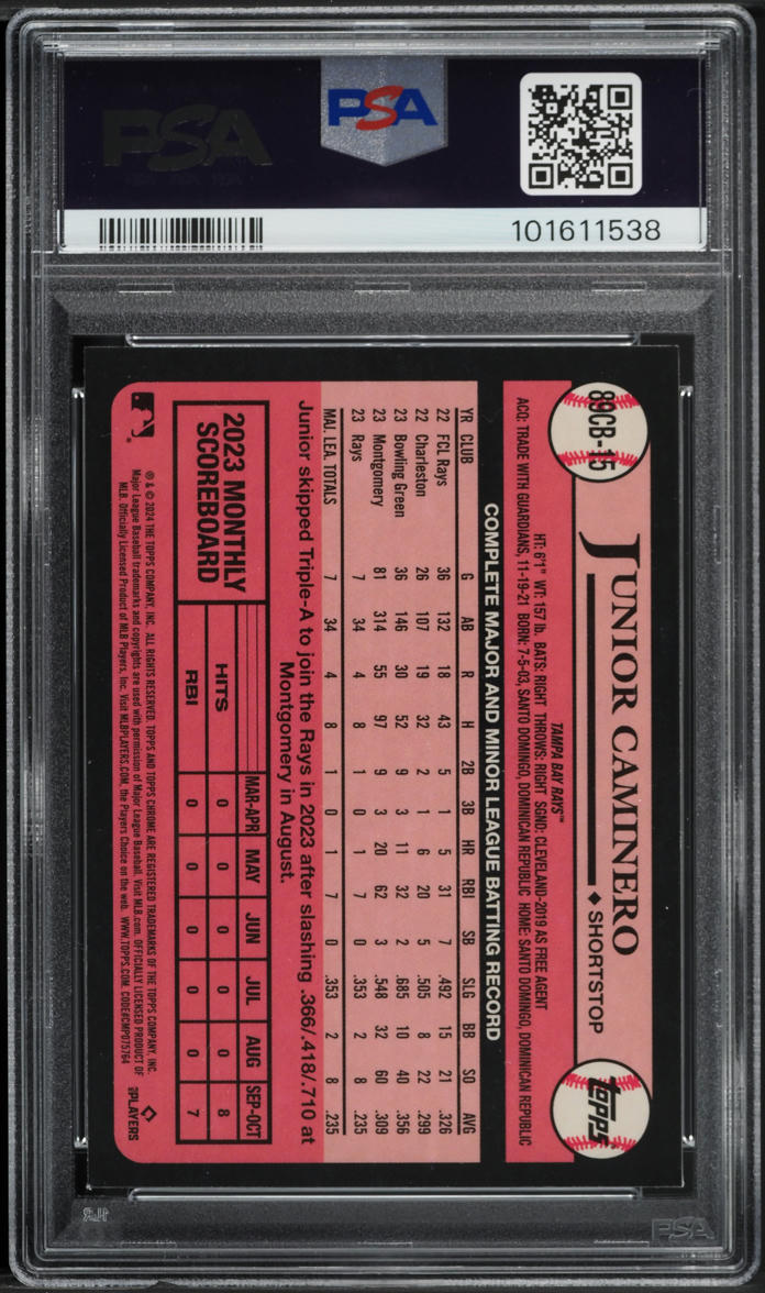 2024 Topps Chrome '89 Junior Caminero ROOKIE #89CB-15 PSA 9 MINT