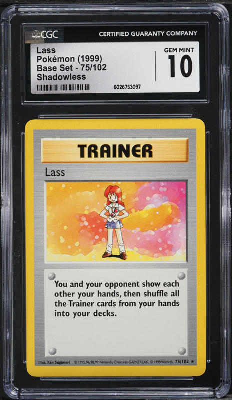 1999 Pokemon Base Set Shadowless Lass #75 CGC 10 GEM MINT