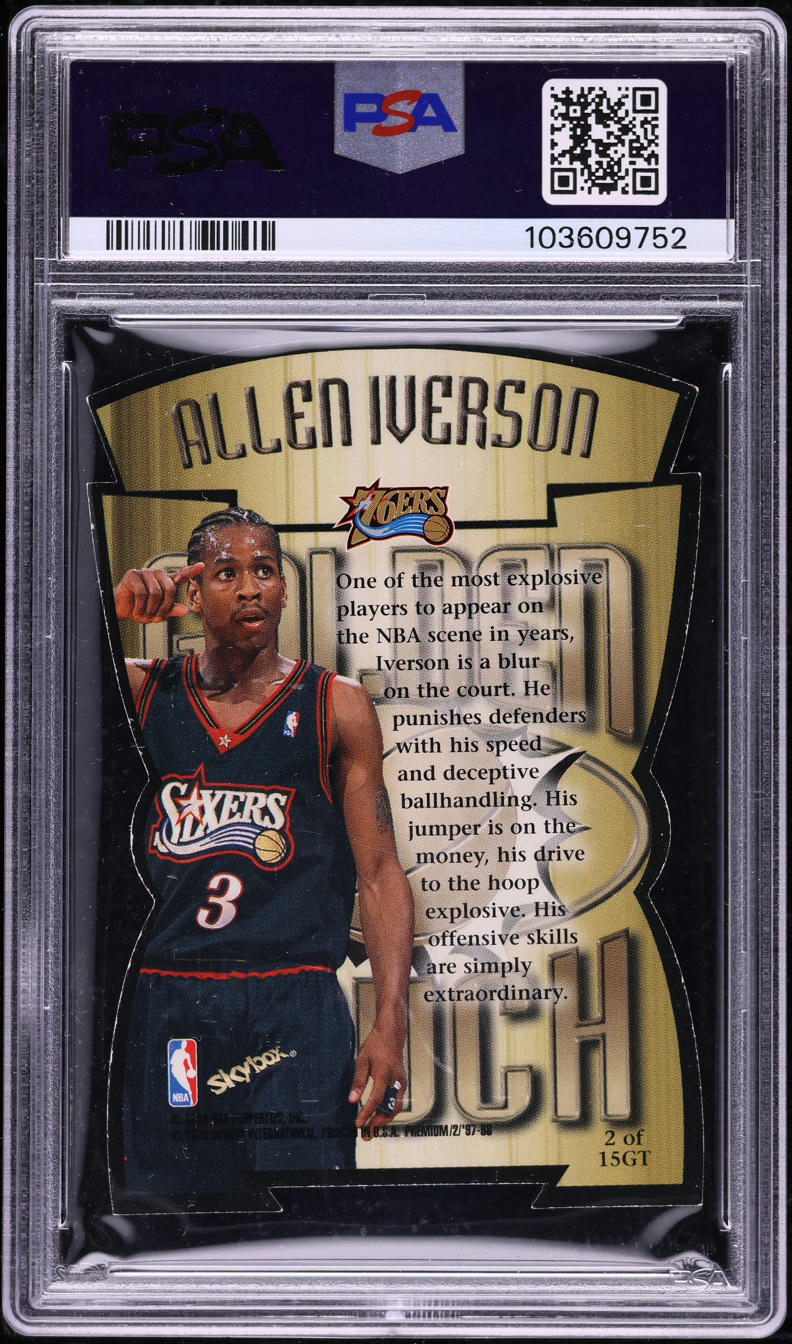 1997 Skybox Premium Golden Touch Die-Cut Allen Iverson #2GT PSA 6