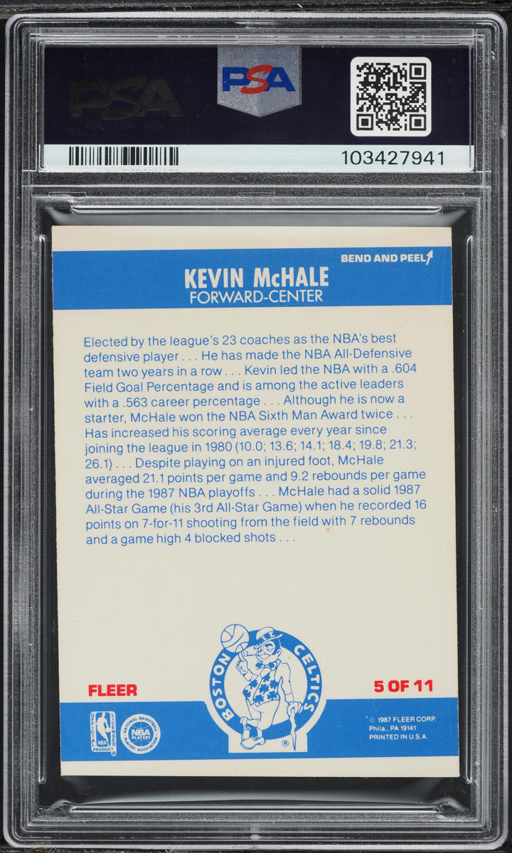 1987 Fleer Sticker Kevin McHale #5 PSA 7 NRMT