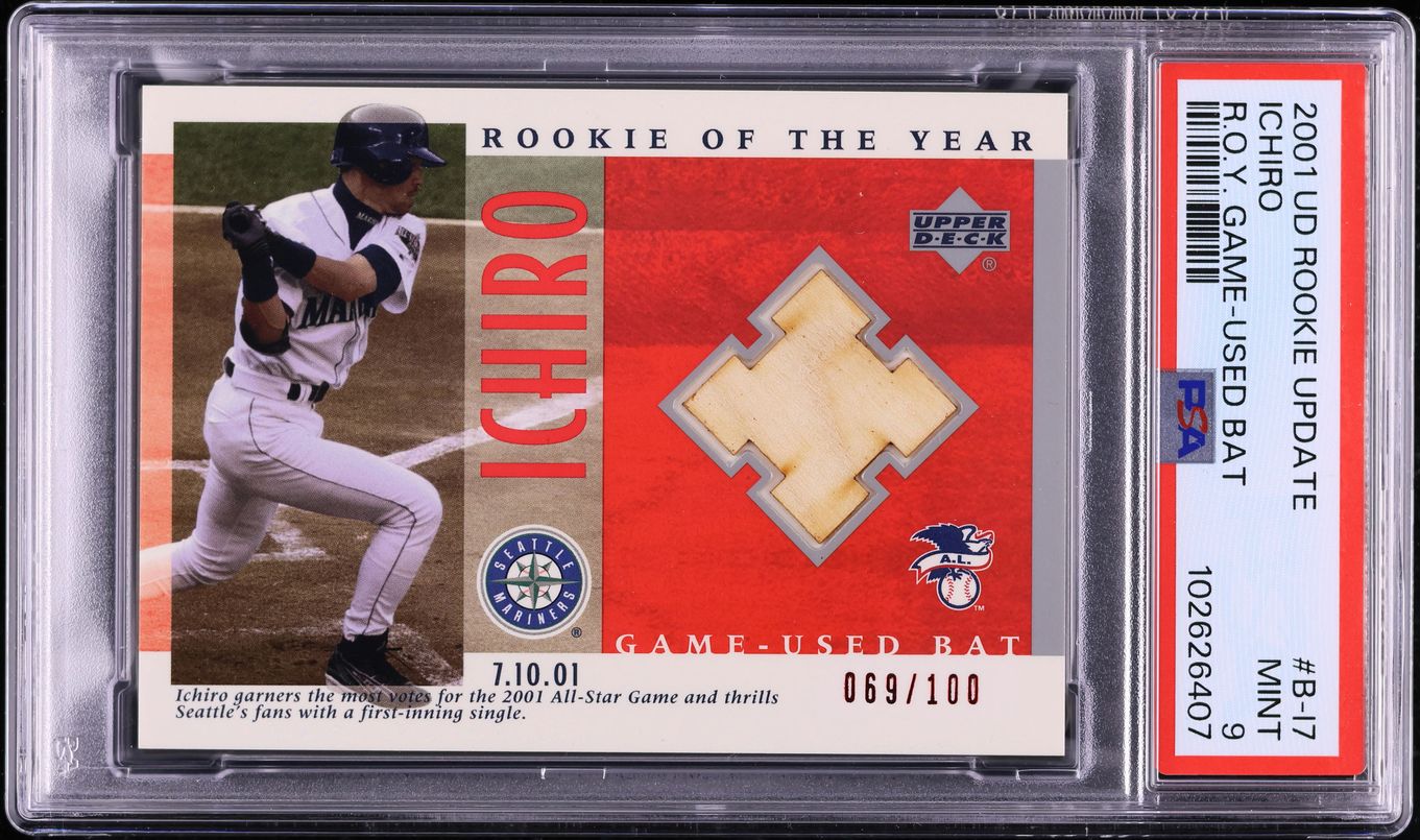 2001 Upper Deck Update ROY Ichiro Suzuki ROOKIE BAT PATCH /100 #B
