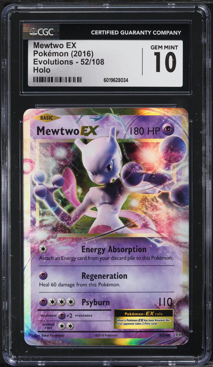 2016 Pokemon Evolutions Holo Mewtwo EX #52 CGC 10 GEM MINT on