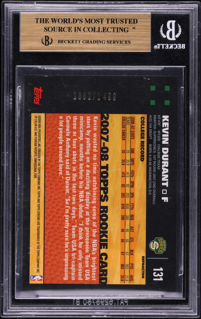 topps chrome kevin durant rookie card