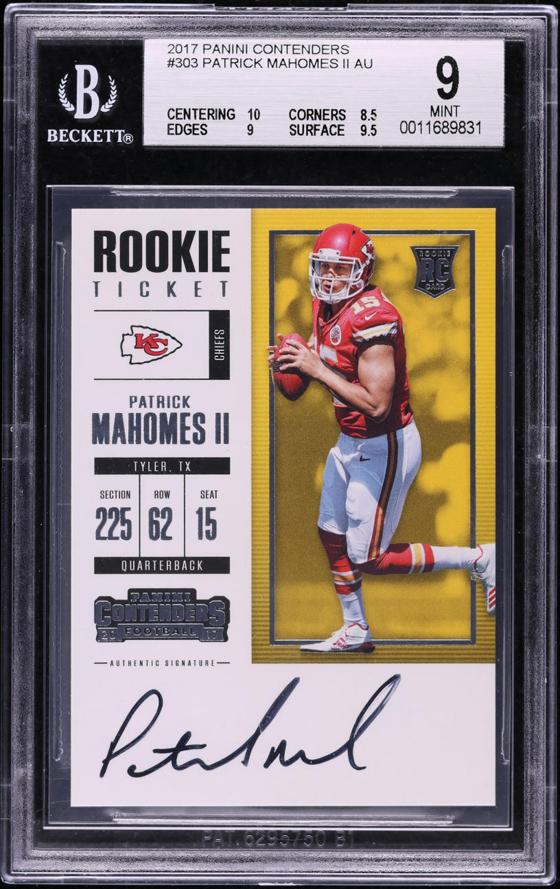 2017 Panini Contenders Patrick Mahomes II ROOKIE AUTO #303 BGS 9 MINT
